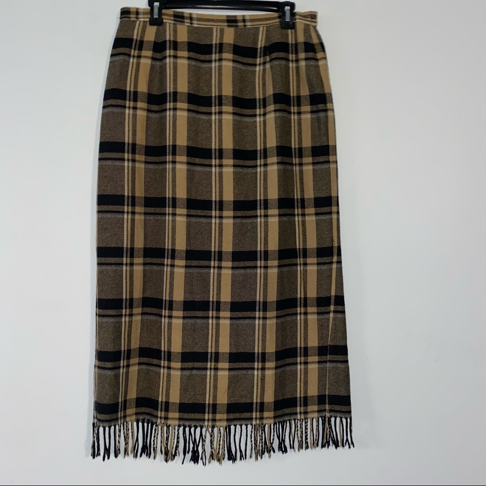 VTG Requirements Wool Blend Flannel Fringe Skirt